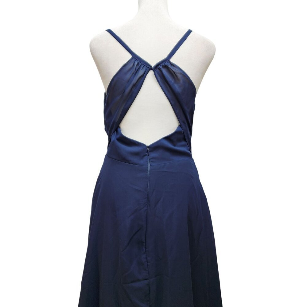 Elegant Navy Blue V-Neck Wedding party dress Size 6 - Picture 2 of 11